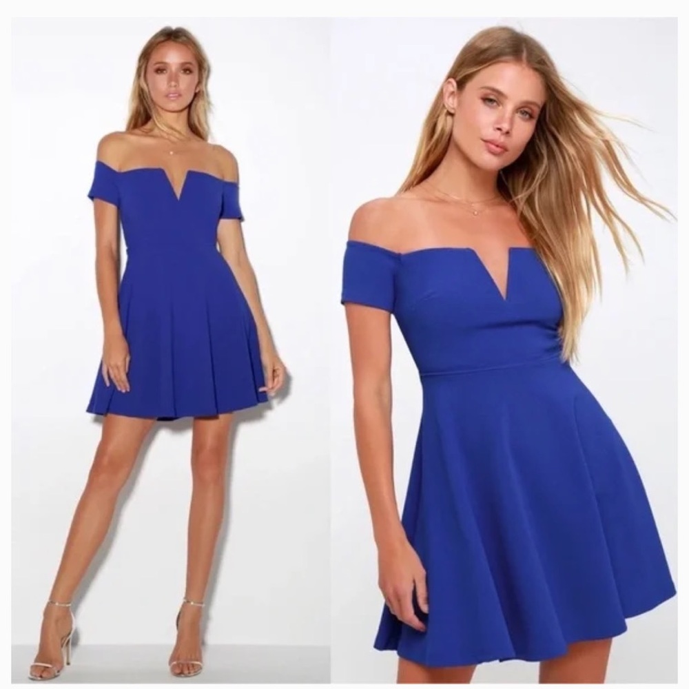 Off the shoulder skater dress. Stretchy material and light weight